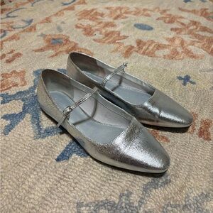 Silver Mary Jane Ballet Flats